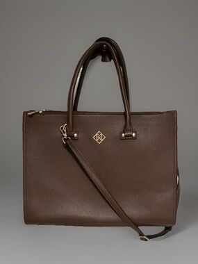 Karla Hanson Rachel Accordion Handbag-Brown w/Gold Hardware- QVC-Pre-owned- GUC